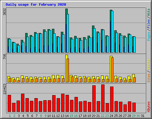 Daily usage for February 2020