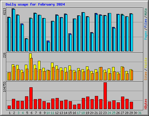 Daily usage for February 2024