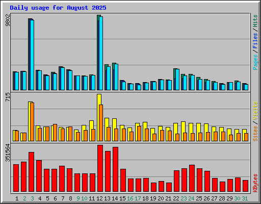 Daily usage for August 2025